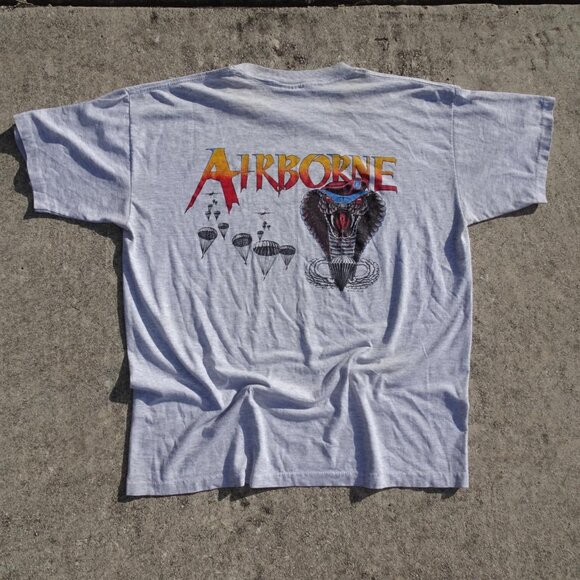 Vintage Airborne Cobra Parachute Single Stitch Tee Shirt - Picture 1 of 5